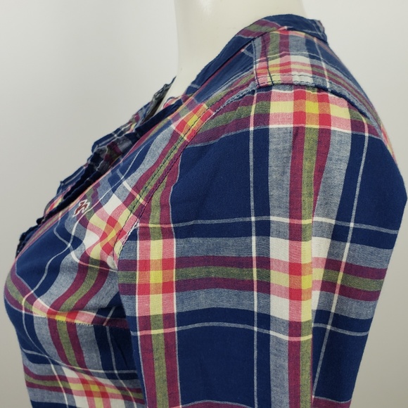 Hollister Top size XS Blue Plaid Long Sleeve - Picture 4 of 8